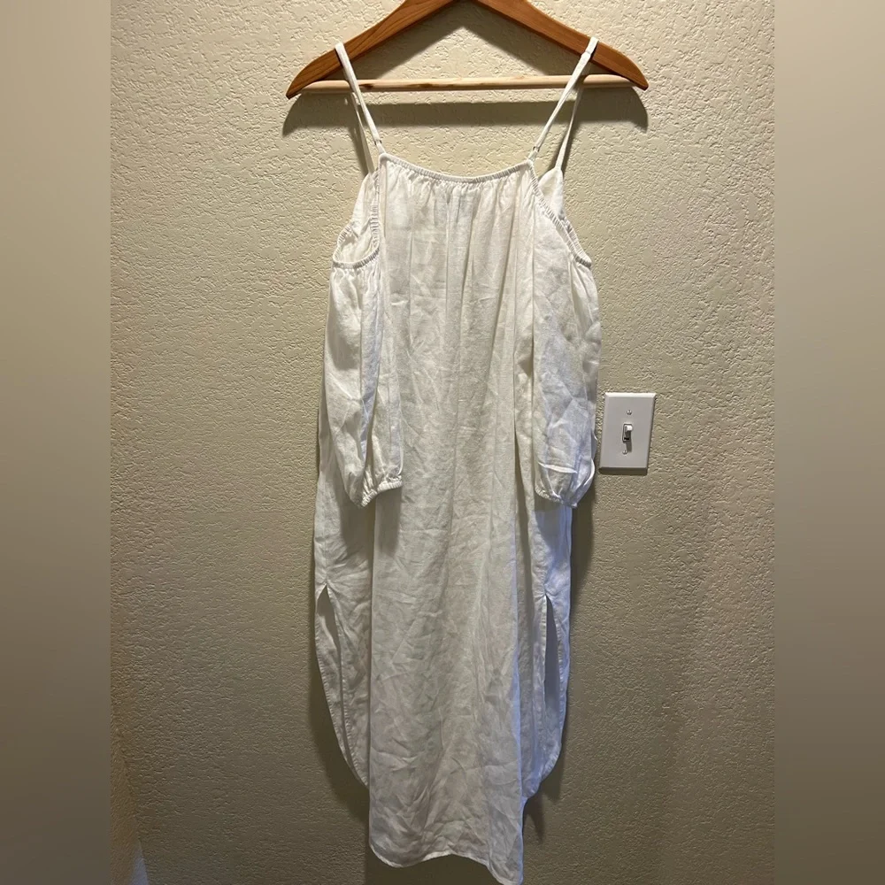 NWOT Reformation Square Neckline Midi Length  Button Up White Linen Dress Size S - Picture 5 of 10